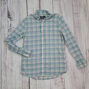 Vineyard Vines Boys Button Down Shirt Whale Shirt Cotton Size XL 18 Plaid